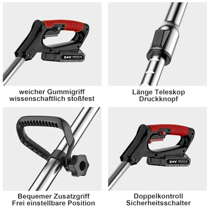 Trimmer iarba pe acumulator SMILOVII, 2x2000mAh, 16 lame, taiere precisa