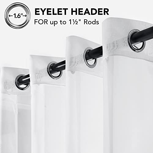 Perdele voile cu inele 229 x 140 cm 2 Bucati Deconovo, alb semi-transparent