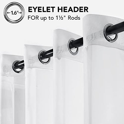 Perdele voile cu inele 229 x 140 cm 2 Bucati Deconovo, alb semi-transparent