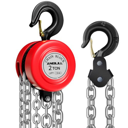 Palan manual Anbull 2T pentru ridicari sigure: 2000 kg, lant galvanizat