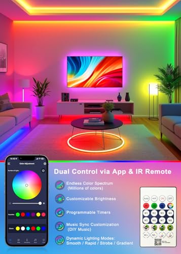 Banda LED Neon 10m RGBIC 5V - Smart Control App, waterproof, sync muzica