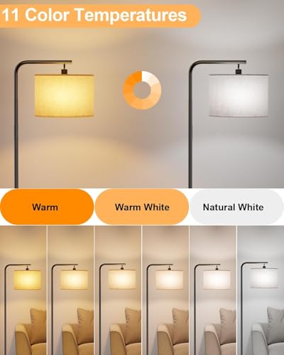 Lampa LED de podea cu telecomanda, 11 temperaturi de culoare si dimare fina
