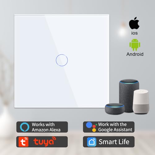 Intrerupator smart touch + Alexa/Google Home, fara nul - Alb