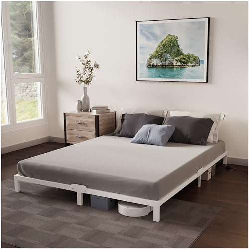 Cadru pat 140x200 cm Dreamzie, lamele metalice, inaltime 25 cm, montaj