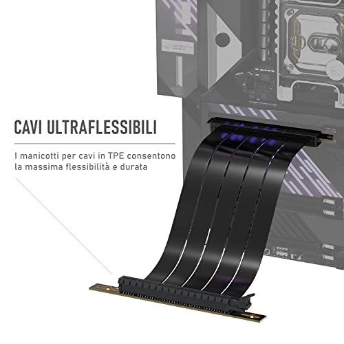 Cablu Riser PCIe 4.0 EZDIY-FAB Gen 4 16x Flexibil 20 cm Unghi Drept pentru Extensie GPU High-Speed