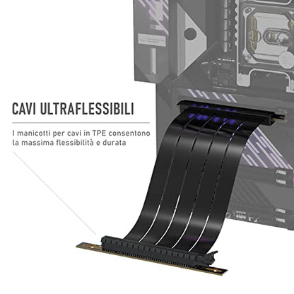 Cablu Riser PCIe 4.0 EZDIY-FAB Gen 4 16x Flexibil 20 cm Unghi Drept pentru Extensie GPU High-Speed