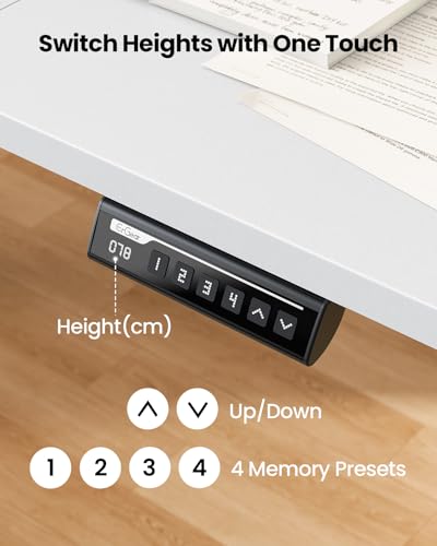 Birou electric reglabil pe inaltime 120x60 cm ErGear, 4 memorii, panou smart