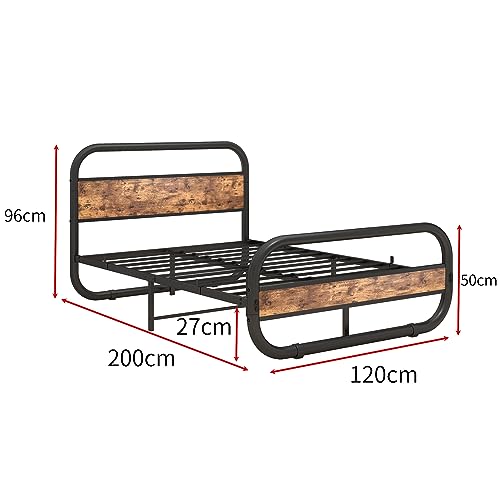 Cadru pat metal-lemn 120x200 cu somiera si spatiu depozitare HOMERECOMMEND