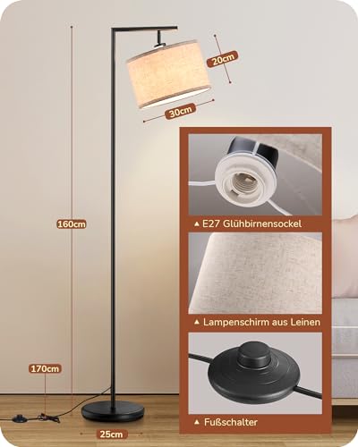 Lampa de podea tip arc EDISHINE, 160 cm bej si soclu E27
