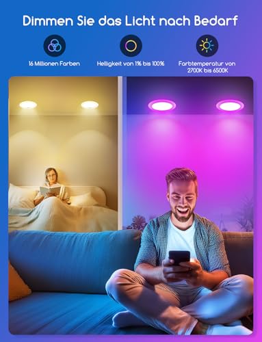 Spoturi LED smart 18W RGB 1760lm Bluetooth Mesh Aigostar, Alexa