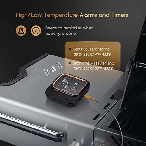 Termometru BBQ 4 sonde Bluetooth Wi-Fi INKBIRD cu app, alarme si timer