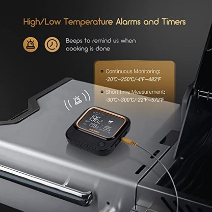 Termometru BBQ 4 sonde Bluetooth Wi-Fi INKBIRD cu app, alarme si timer
