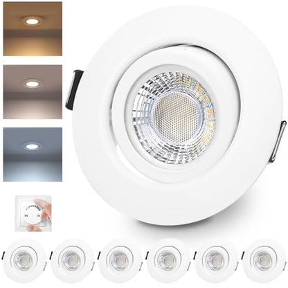 Set 6 Spoturi LED 6W Incastrate Dimmabile 230V Lumina Calda si Rece