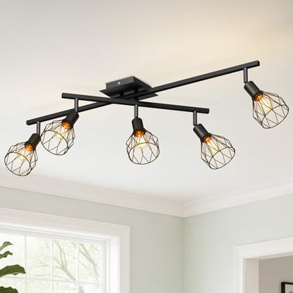 Spot tavan 5x E14 reglabil negru LVWIT, iluminare directionata