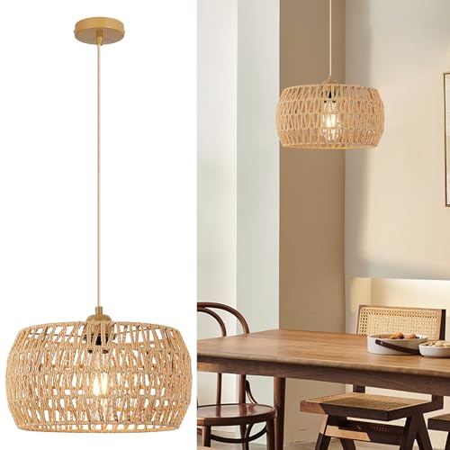 Lampa Pendul rattan E27 Ø32cm + Generic + stil boho vintage, lumina calda