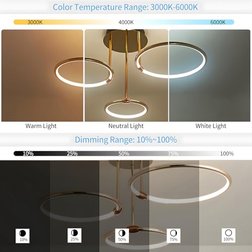 Plafoniera LED 3 inele Ø56cm 60W Lampa dimabila continuu