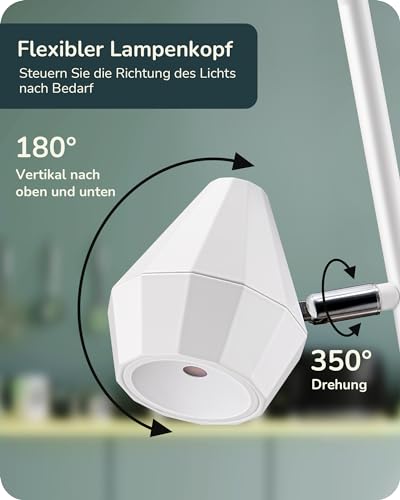 Lampa de podea dimabila cu 2 lumini independente EDISHINE, 3000K, alba