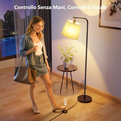 Lampa de podea dimabila cu telecomanda SUWIN, abajur in, soclu E27