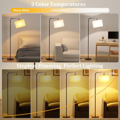 Topiwen lampa de podea moderna, dimabila, cu telecomanda si intrerupator de picior, 11 temperaturi culoare 3000-6000K, LED 8W economic, metal, pentru living si birou