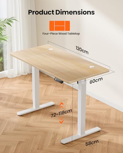 Birou electric reglabil pe inaltime 120x60 cm ErGear cu 4 memorii, sit-stand