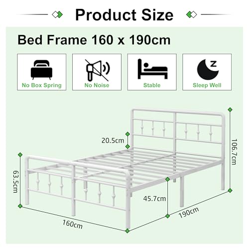 Cadru pat metalic 160x190 cu tablie si suport lamele otel EMODA