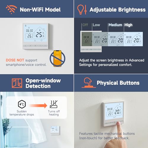 Termostat digital programabil TOL47-WP BEOK, incalzire pardoseala apa