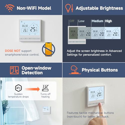 Termostat digital programabil TOL47-WP BEOK, incalzire pardoseala apa