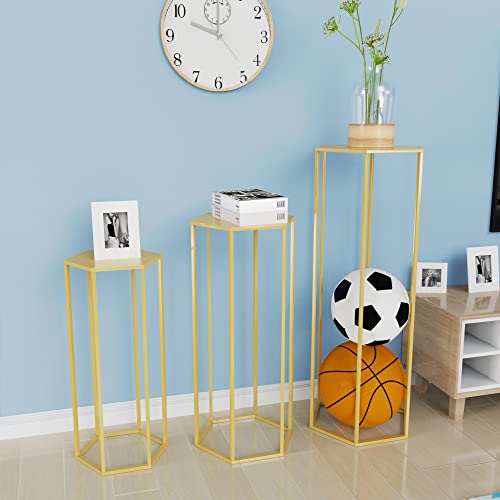 Set 3 suporturi cilindrice Wokceer Gold 90 cm pentru decor, ideale pentru petreceri, nunti sau living