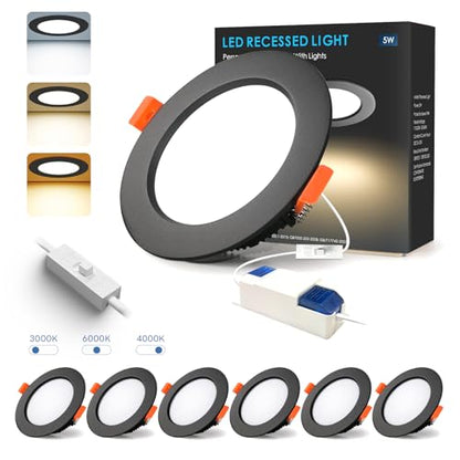 Set 6 Spot LED incastrat 9W IP44 230V negru BAGZY, 900lm, 3 culori lumina