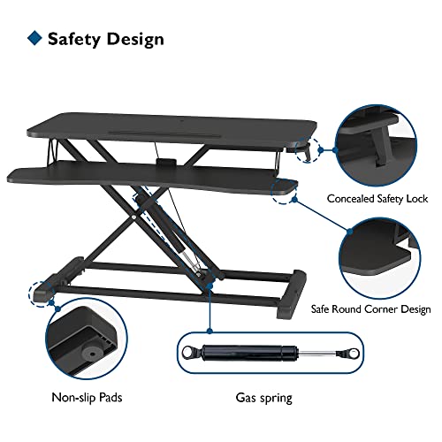 Birou reglabil BONTEC Sit-Stand 80x40 cm, ergonomic, negru