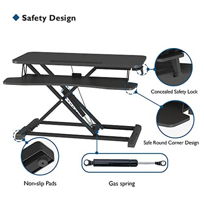Birou reglabil BONTEC Sit-Stand 80x40 cm, ergonomic, negru