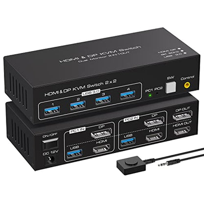 KVM Switch Dual Monitor 4K120Hz/8K60Hz 2PC 2Monitoare - VPFET, USB 3.0
