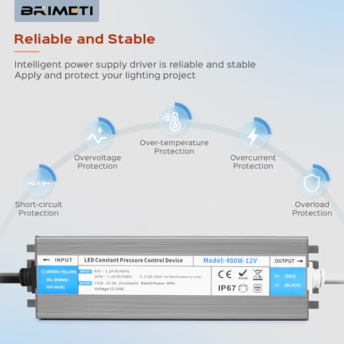 Transformator 220V-24V 400W IP67 pentru LED Strip - BRIMETI, 16.7A