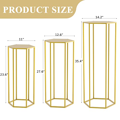 Set 3 suporturi cilindrice Wokceer Gold 90 cm pentru decor, ideale pentru petreceri, nunti sau living