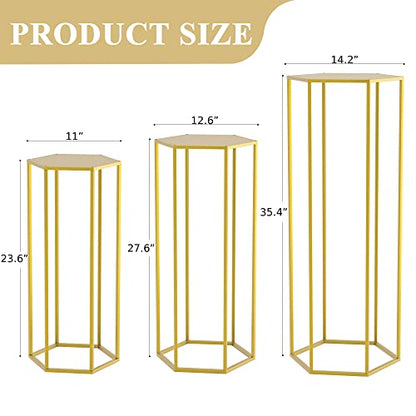 Set 3 suporturi cilindrice Wokceer Gold 90 cm pentru decor, ideale pentru petreceri, nunti sau living