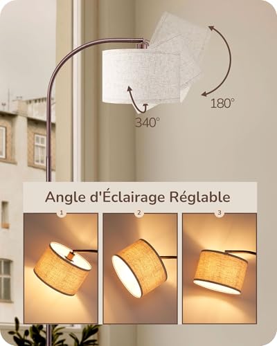 Lampa de podea arc 161 cm EDISHINE, abajur bej, soclu E27, orientabila