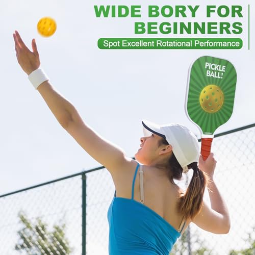 Set palete si mingi Pickleball 2 buc + mingi, Fiberglas, PP core, ergonomic