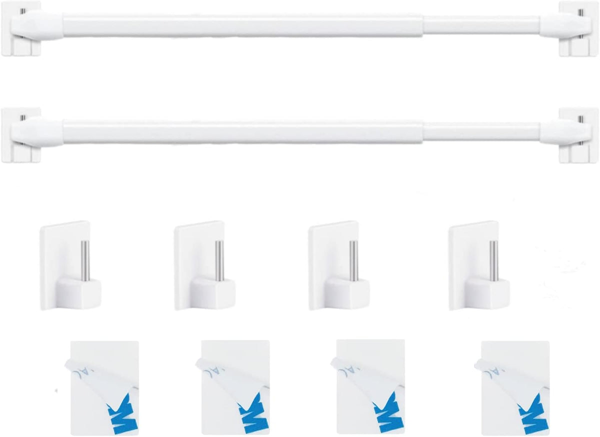 Set tije perdea Venwemong 2 bucati extensibile 80-130 cm cu carlige autoadezive