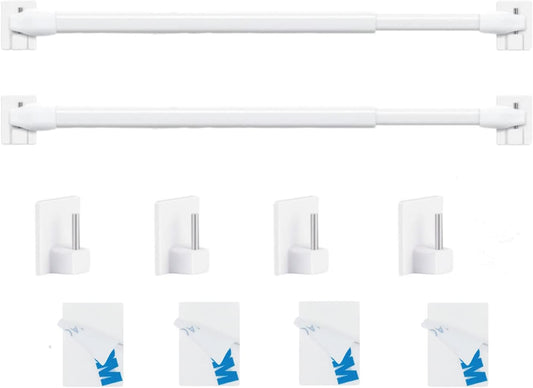 Set tije perdea Venwemong 2 bucati extensibile 80-130 cm cu carlige autoadezive