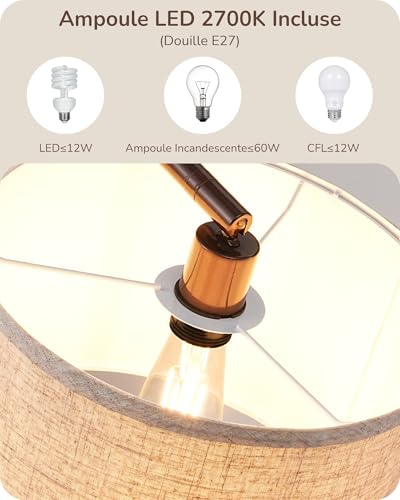 Lampa de podea arc 161 cm EDISHINE, abajur bej, soclu E27, orientabila