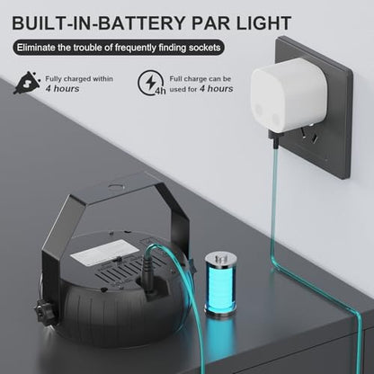 Set 2 Proiectoare Disco Par LED RGB reincarcabile + telecomanda, 12 LED