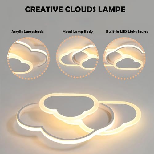 Plafoniera LED copii 42 cm dimabila cu telecomanda 32W - Clouds