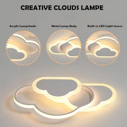 Plafoniera LED copii 42 cm dimabila cu telecomanda 32W - Clouds