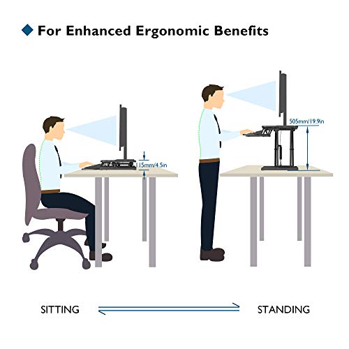 Birou reglabil BONTEC Sit-Stand 80x40 cm, ergonomic, negru