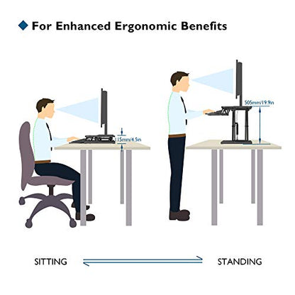 Birou reglabil BONTEC Sit-Stand 80x40 cm, ergonomic, negru