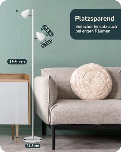 Lampa de podea dimabila cu 2 lumini independente EDISHINE, 3000K, alba