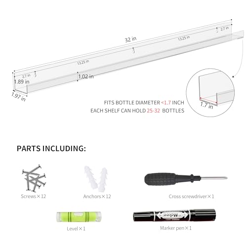 Raft organizator lacuri unghii 81 cm acrilic + Wall Mounted + 192 sticle, set 6