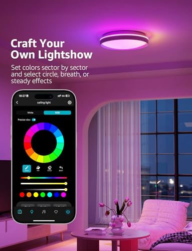 Plafoniera smart Ø29cm 24W 1800lm RGB+CCT Lepro AI, IP44, Music Sync