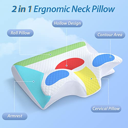 Perna ergonomica cervicala 2-in-1 HOMCA, spuma memorie, suport gat