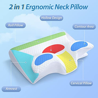 Perna ergonomica cervicala 2-in-1 HOMCA, spuma memorie, suport gat